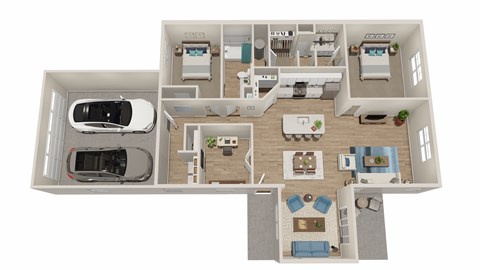 Floor plan for 2 beds, 2 baths, 1567 sqft